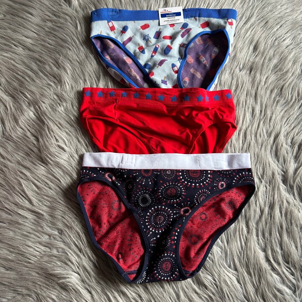 Celebrate Patriotic Fourth Of July Hipster Panties Women Size Small 4-6 Seamless